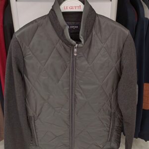 CHARCOAL DIAMOND-QUILT HYBRID JACKET
