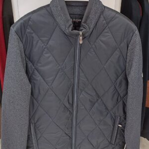 GRAY DIAMOND-QUILT HYBRID JACKET